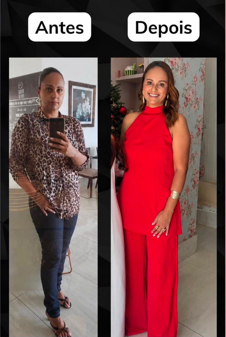 Antes e depois de cliente atendida pelo Método IN.CORES — transformação 1